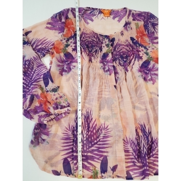Joe Fresh Floral Chiffon Long Sleeved Blouse - Picture 3 of 5